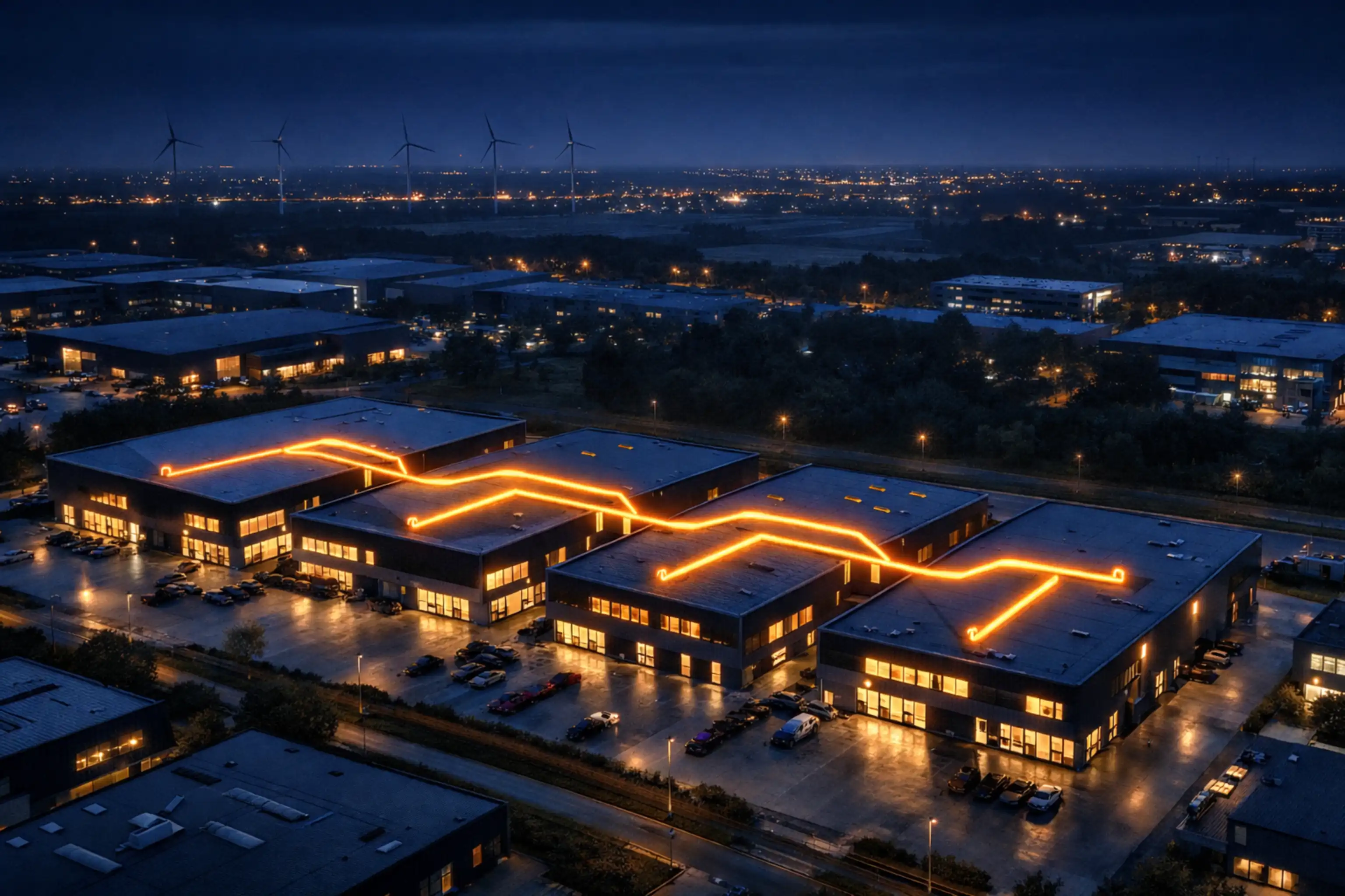 Energiegemeenschap op bedrijventerrein — cable pooling tussen gebouwen